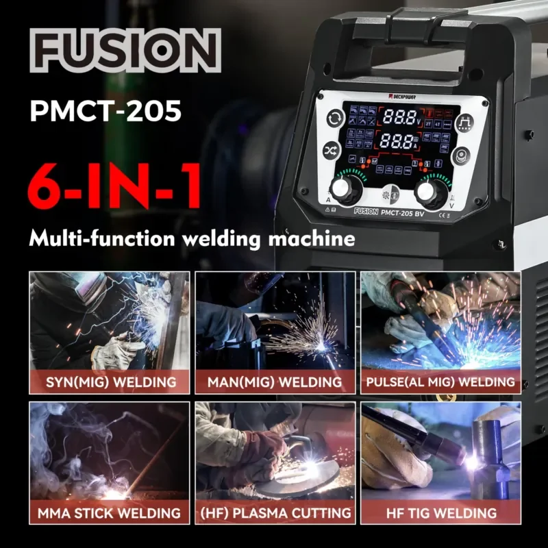 Digital Intelligence FUSION PMCT-205 6 in 1 Multi-Process MIG MMA TIG Cut Multi Welder 230V Welding Machine in
Digital Intelligence FUSION PMCT-205 6 in 1 Multi-Process MIG MMA TIG Cut Multi Welder 230V Welding Machine in