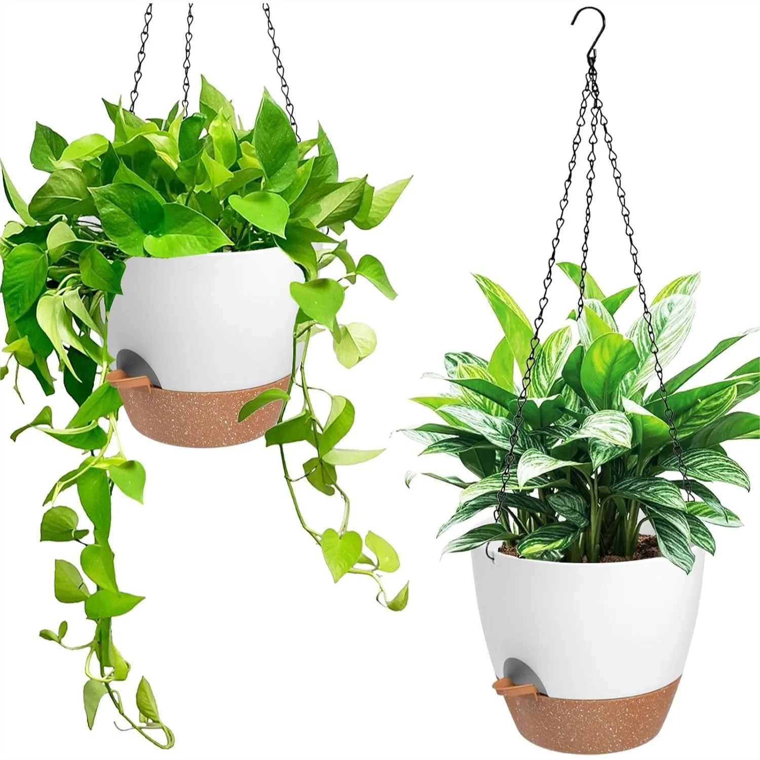 Self Watering Hanging Planters for Indoor Outdoor, 2 Pack with Drainage Holes & Removable Tray, White 6 Inch
Self Watering Hanging Planters for Indoor Outdoor, 2 Pack with Drainage Holes & Removable Tray, White 6 Inch