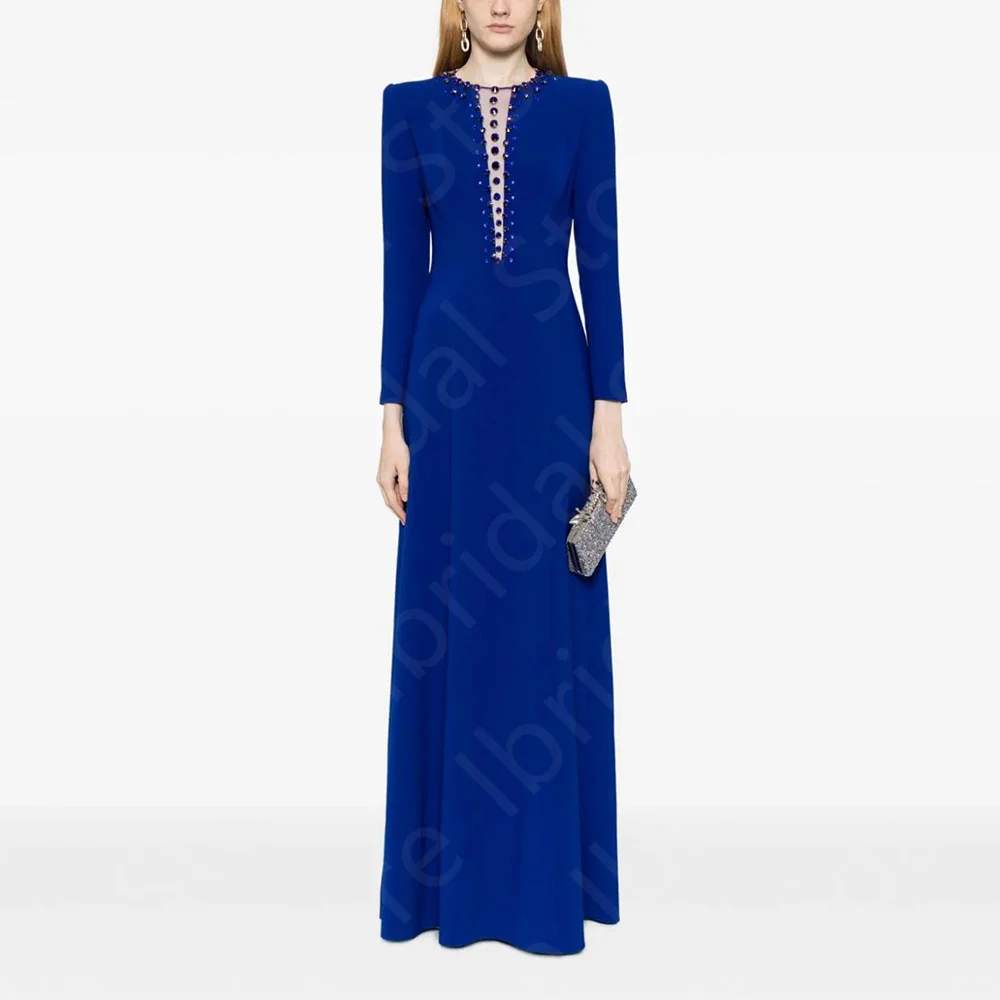 Customized Elegant Royal Blue Evening Dresses Long Sleeves Prom Gowns Round Neck Wedding Guest Dresses Crystal Beaded On Sale
Customized Elegant Royal Blue Evening Dresses Long Sleeves Prom Gowns Round Neck Wedding Guest Dresses Crystal Beaded On Sale
