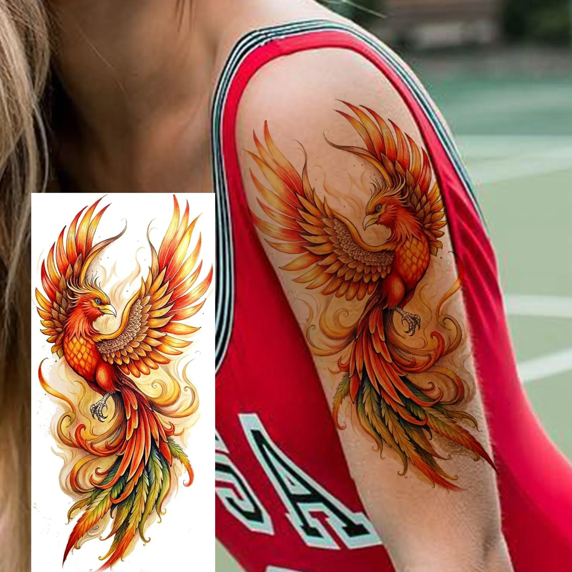 Phoenix Waterproof Tattoo Stickers Realistic Fade Resistant Long Lasting Non Toxic for Arm Calf Leg
Phoenix Waterproof Tattoo Stickers Realistic Fade Resistant Long Lasting Non Toxic for Arm Calf Leg
