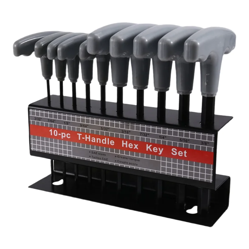 ABRS-10-Piece T-Handle Hex Key Wrench Set Imperial 3/32In-3/8In With Organizer Rack For Automotive Repair
ABRS-10-Piece T-Handle Hex Key Wrench Set Imperial 3/32In-3/8In With Organizer Rack For Automotive Repair