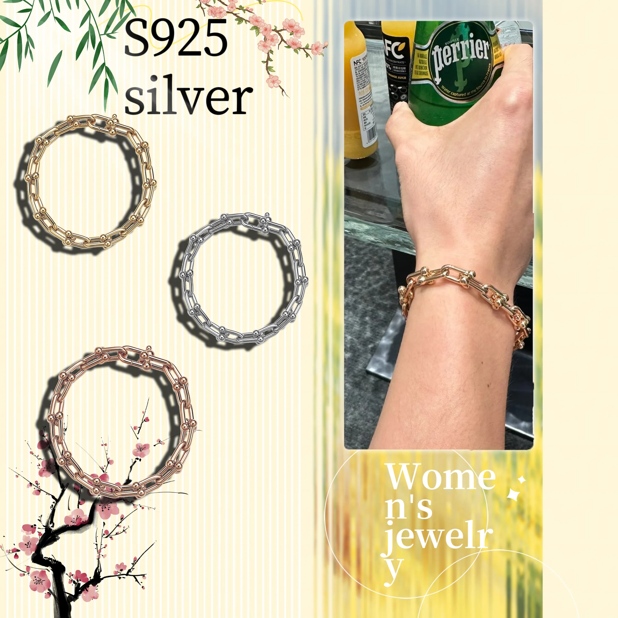Solid silver S925 women's jewelry large hollowed out bracelet to celebrate banquet occasions and wear as a gift
Solid silver S925 women's jewelry large hollowed out bracelet to celebrate banquet occasions and wear as a gift