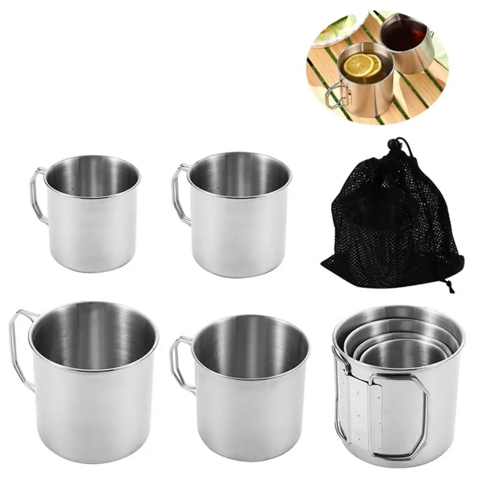 Stainless Steel Folding Handle Cup Set with Storage Bag Carabiner Cup Outdoor Camping Water Coffee Drink Cups for Hiking Picnics
Stainless Steel Folding Handle Cup Set with Storage Bag Carabiner Cup Outdoor Camping Water Coffee Drink Cups for Hiking Picnics