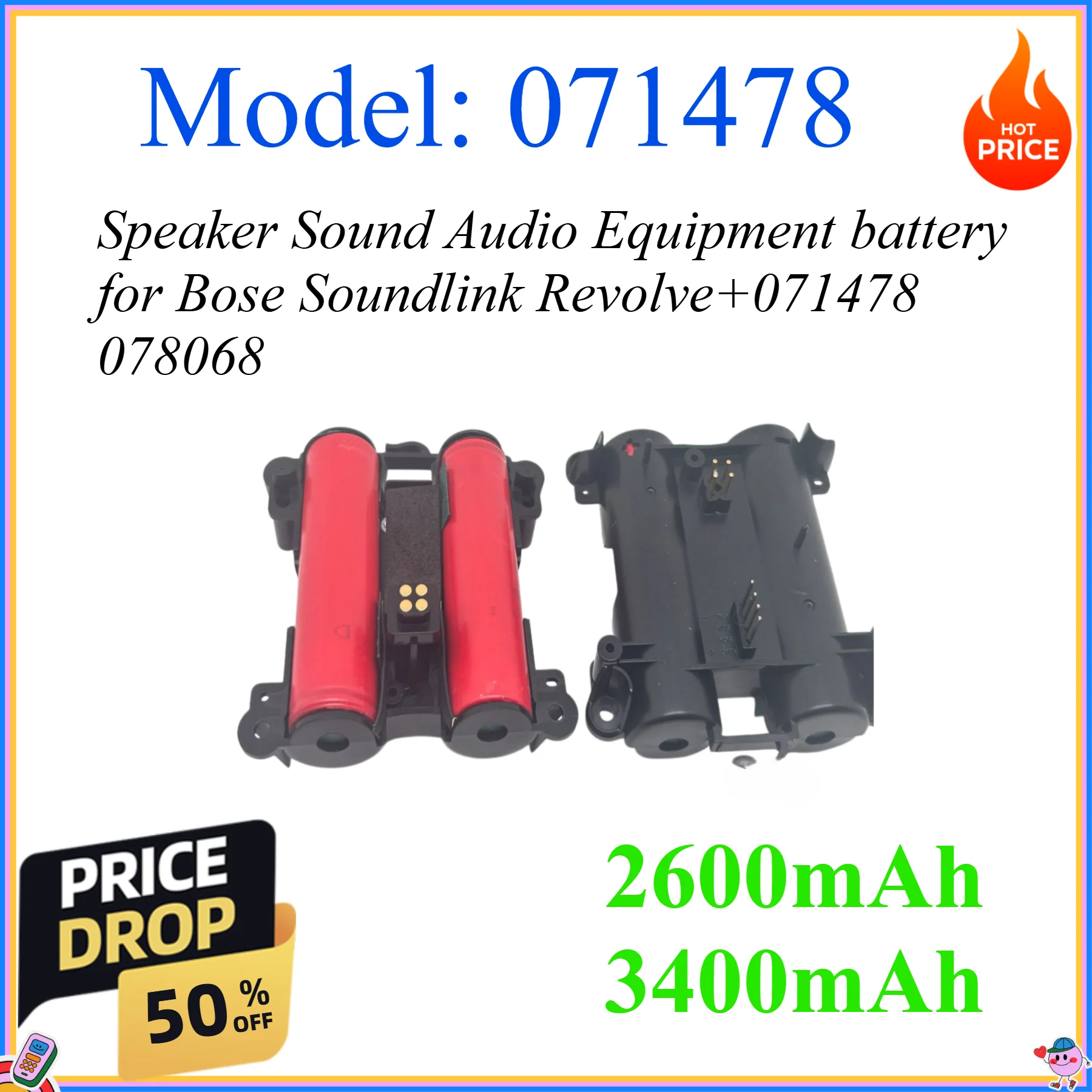 2600mAh 3400mAh speaker Sound Audio Equipment battery for Bose Soundlink Revolve+071478 078068
2600mAh 3400mAh speaker Sound Audio Equipment battery for Bose Soundlink Revolve+071478 078068