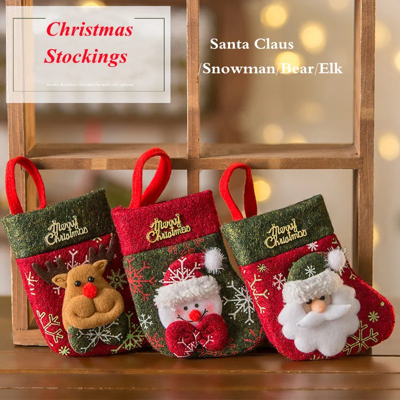 1PC Christmas Stockings Small Christmas Ornament Sock Plush Santa Claus/Snowman/Bear/Elk for Home Party for New Year navidad
1PC Christmas Stockings Small Christmas Ornament Sock Plush Santa Claus/Snowman/Bear/Elk for Home Party for New Year navidad