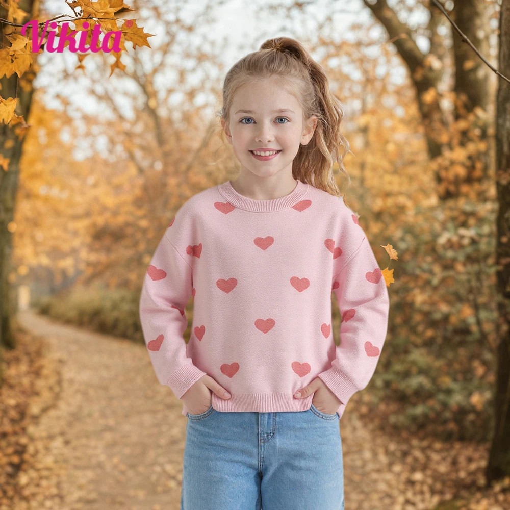 VIKITA Teenagers Pullover Sweaters Girls Heart Shape O Neck Autumn Spring Winter Pink Knitted Blouses Sweaters Outer Wear Tops
VIKITA Teenagers Pullover Sweaters Girls Heart Shape O Neck Autumn Spring Winter Pink Knitted Blouses Sweaters Outer Wear Tops