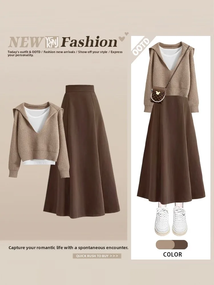 Early Autumn Three-Piece Set Korean Style V-Neck Sweater Knitwear Vest Skirt Women's Fashion 2026 Casual Wear
Early Autumn Three-Piece Set Korean Style V-Neck Sweater Knitwear Vest Skirt Women's Fashion 2026 Casual Wear