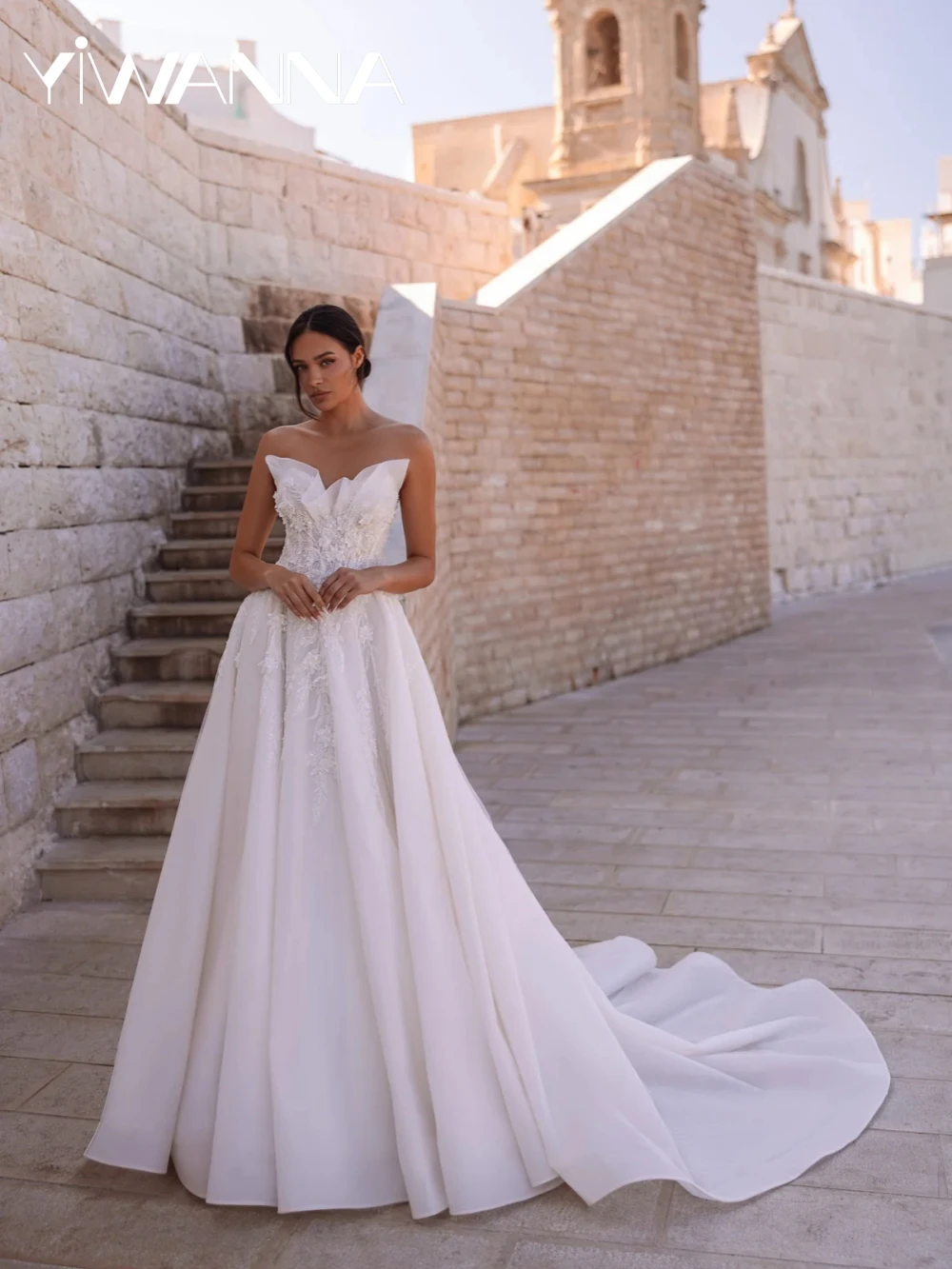 Dreamy Shiny Beaded Appliques Long Wedding Dress Graceful V-neck Sleeveless Bridal Gown Customized Charming Dresses For Bride
Dreamy Shiny Beaded Appliques Long Wedding Dress Graceful V-neck Sleeveless Bridal Gown Customized Charming Dresses For Bride