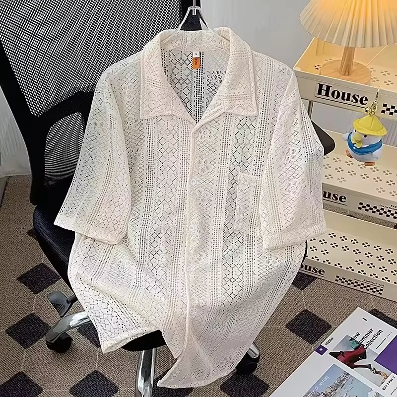 2025 American retro summer hollow lace shirt breathable thin short sleeved design with vacation style casual men's youth
2025 American retro summer hollow lace shirt breathable thin short sleeved design with vacation style casual men's youth