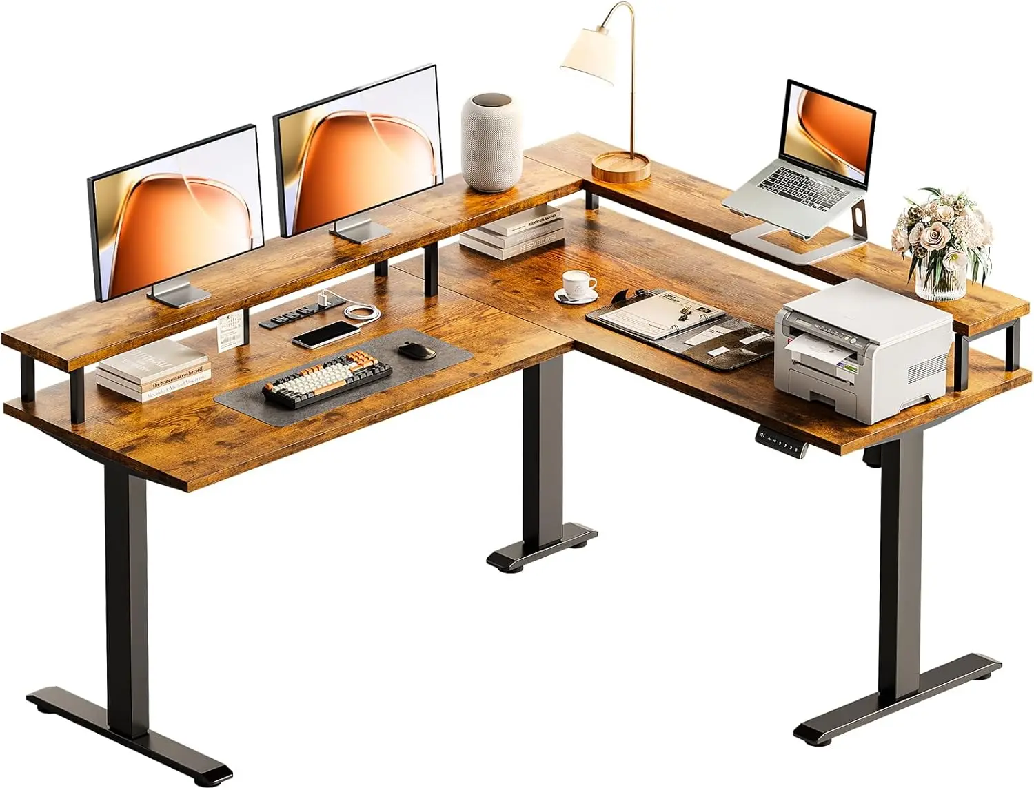 Electric L Shaped Standing Desk, 59 Inch Height Adjustable Stand Up Desk with Power Outlets & Full Monitor Stand, Reversible Co
Electric L Shaped Standing Desk, 59 Inch Height Adjustable Stand Up Desk with Power Outlets & Full Monitor Stand, Reversible Co