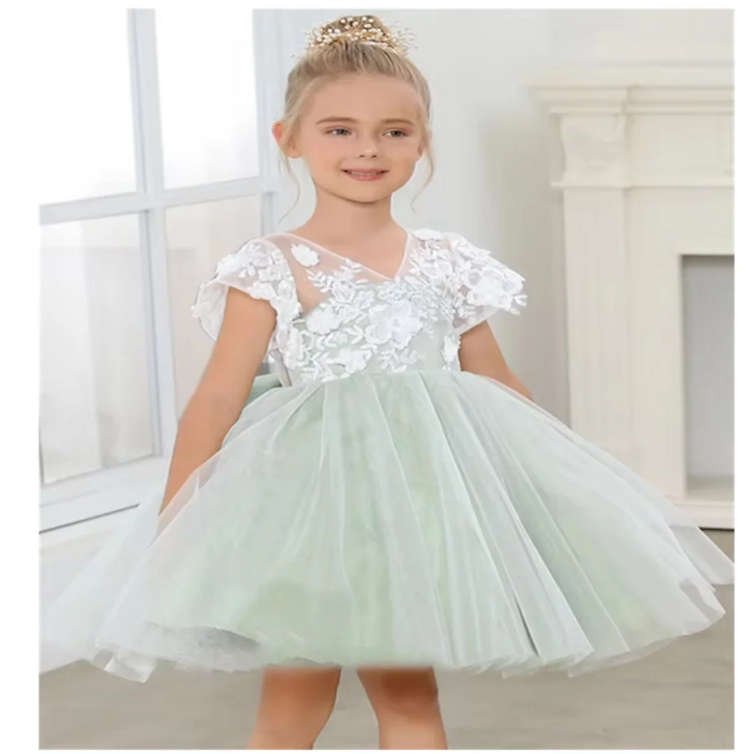 Flower Girls Dresses Bridesmaid Kids Lace Appliqué V-Neck Bow Backless Short Sleeves First Communion Wedding Customize
Flower Girls Dresses Bridesmaid Kids Lace Appliqué V-Neck Bow Backless Short Sleeves First Communion Wedding Customize
