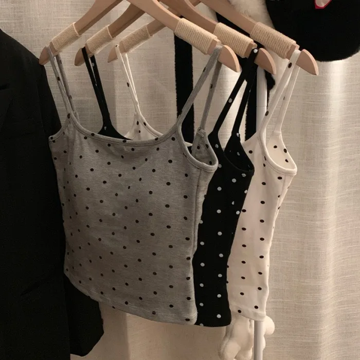 2026 New Polka Dot Camisole Slim Fitted Women Top With Chest Pad Big U Backless Beauty Back Wrap Vest Casual Inner Outer Wear
2026 New Polka Dot Camisole Slim Fitted Women Top With Chest Pad Big U Backless Beauty Back Wrap Vest Casual Inner Outer Wear