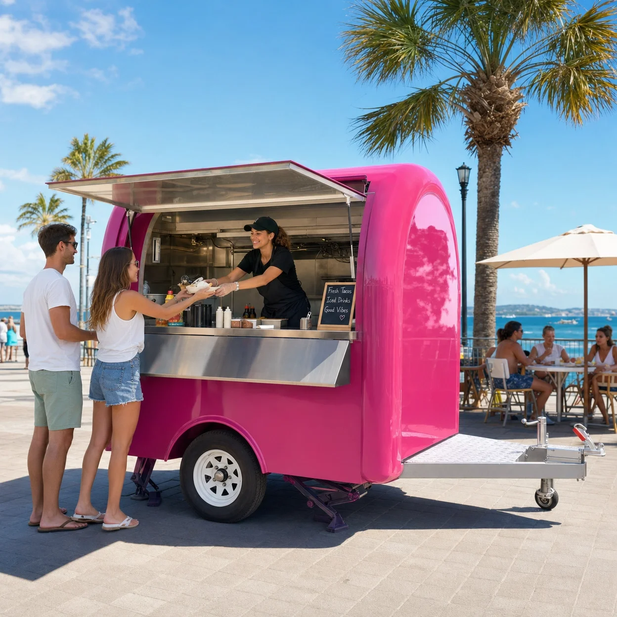 DOT Standard Custom Color Round Food Trailer Mobile Kitchen Cart Fiberglass Concession For USA Market
DOT Standard Custom Color Round Food Trailer Mobile Kitchen Cart Fiberglass Concession For USA Market