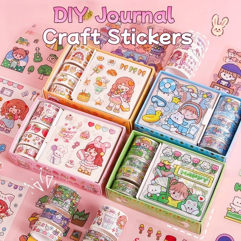 Kawaii Stationery Gift Set, PET Decorative Tape & Cute Stickers, DIY Journal Craft Supplies for Students & Scrapbook Lovers
Kawaii Stationery Gift Set, PET Decorative Tape & Cute Stickers, DIY Journal Craft Supplies for Students & Scrapbook Lovers
