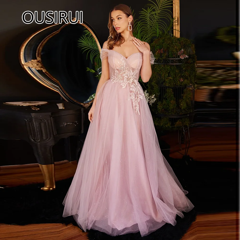 Graceful Off-Shoulder Tulle Prom Party Dress A-line Lace up Floor-Length Court Prom Cocktail Dress with Lace Customized
Graceful Off-Shoulder Tulle Prom Party Dress A-line Lace up Floor-Length Court Prom Cocktail Dress with Lace Customized