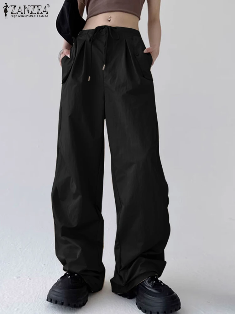 ZANZEA Loose Casual Draped Trousers Drawstring Waist Solid Color 2025 Trendy Women Pantalon Stylish Streetwear Wide Leg Pants
ZANZEA Loose Casual Draped Trousers Drawstring Waist Solid Color 2025 Trendy Women Pantalon Stylish Streetwear Wide Leg Pants