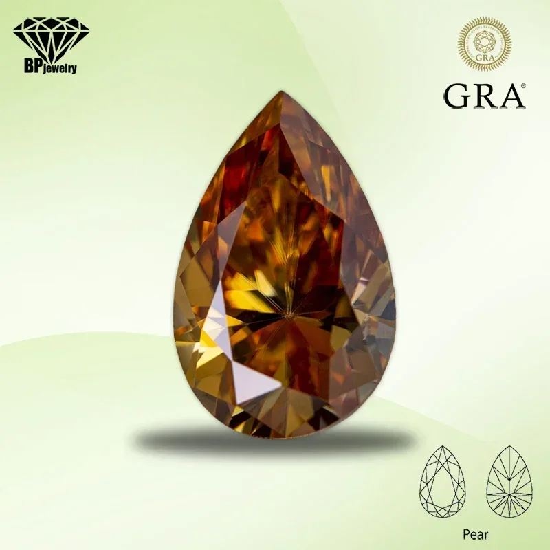 Moissanite Diamond Champagne Color Pear Cut Lab Created Gemstone for Advanced Jewelry Rings Earrings Making with GRA C
Moissanite Diamond Champagne Color Pear Cut Lab Created Gemstone for Advanced Jewelry Rings Earrings Making with GRA C