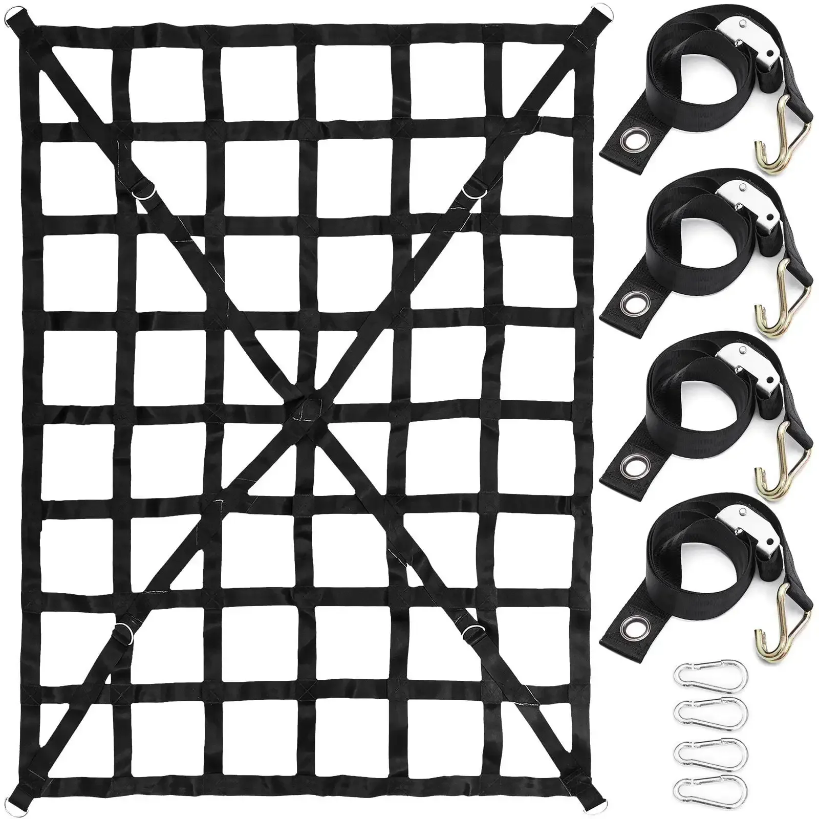 Cargo Net, 4.2' x 5.5' Cargo Net for Pickup Truck Bed, Heavy Duty Cargo Nets with Cam Buckles & S-Hooks & Cross Strap
Cargo Net, 4.2' x 5.5' Cargo Net for Pickup Truck Bed, Heavy Duty Cargo Nets with Cam Buckles & S-Hooks & Cross Strap