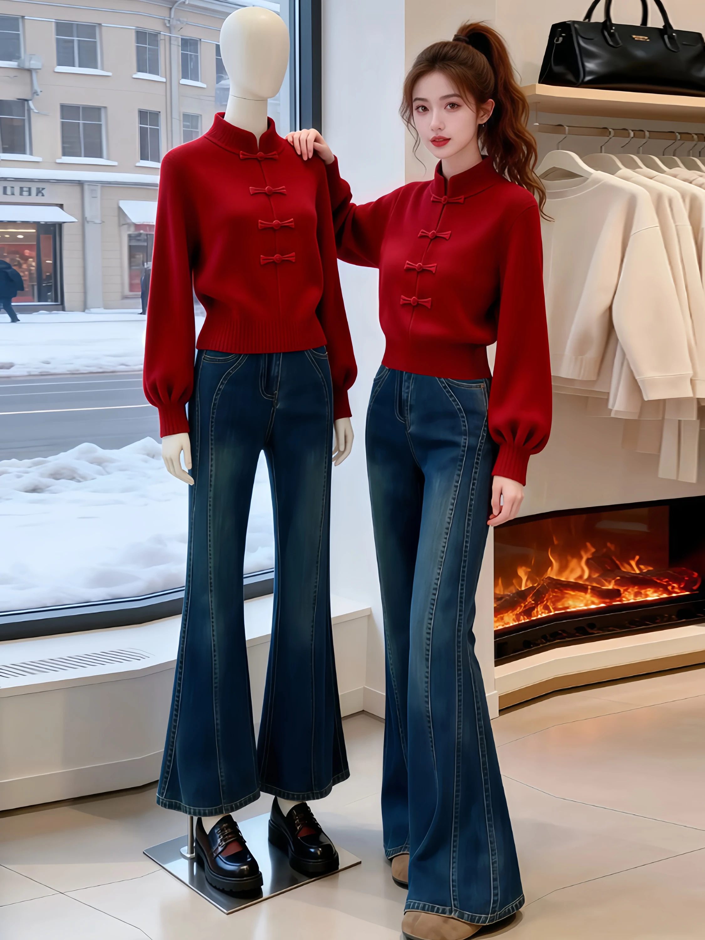 New Chinese Style Knitted Sweater Women's Short Top Lantern Sleeve Stand Collar Button up Loose Fit Casual Winter Fashion
New Chinese Style Knitted Sweater Women's Short Top Lantern Sleeve Stand Collar Button up Loose Fit Casual Winter Fashion