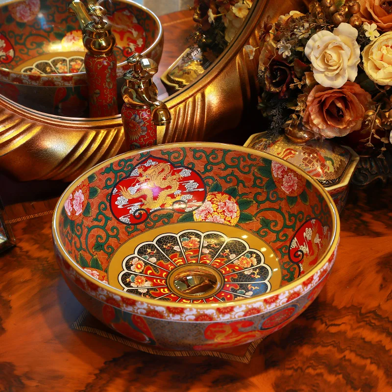 Dragon China Artistic Handmade Ceramic wash basin Lavobo Round Counter top modern bathroom vanity
Dragon China Artistic Handmade Ceramic wash basin Lavobo Round Counter top modern bathroom vanity