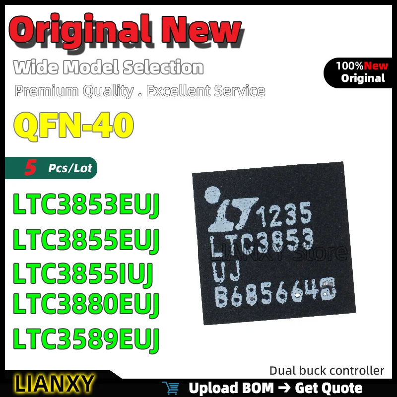 5 шт. QFN-40 LTC3853EUJ LTC3855EUJ LTC3855IUJ LTC3880EUJ LTC3589EUJ двойной понижающий контроллер новый оригинальный
5 шт. QFN-40 LTC3853EUJ LTC3855EUJ LTC3855IUJ LTC3880EUJ LTC3589EUJ двойной понижающий контроллер новый оригинальный