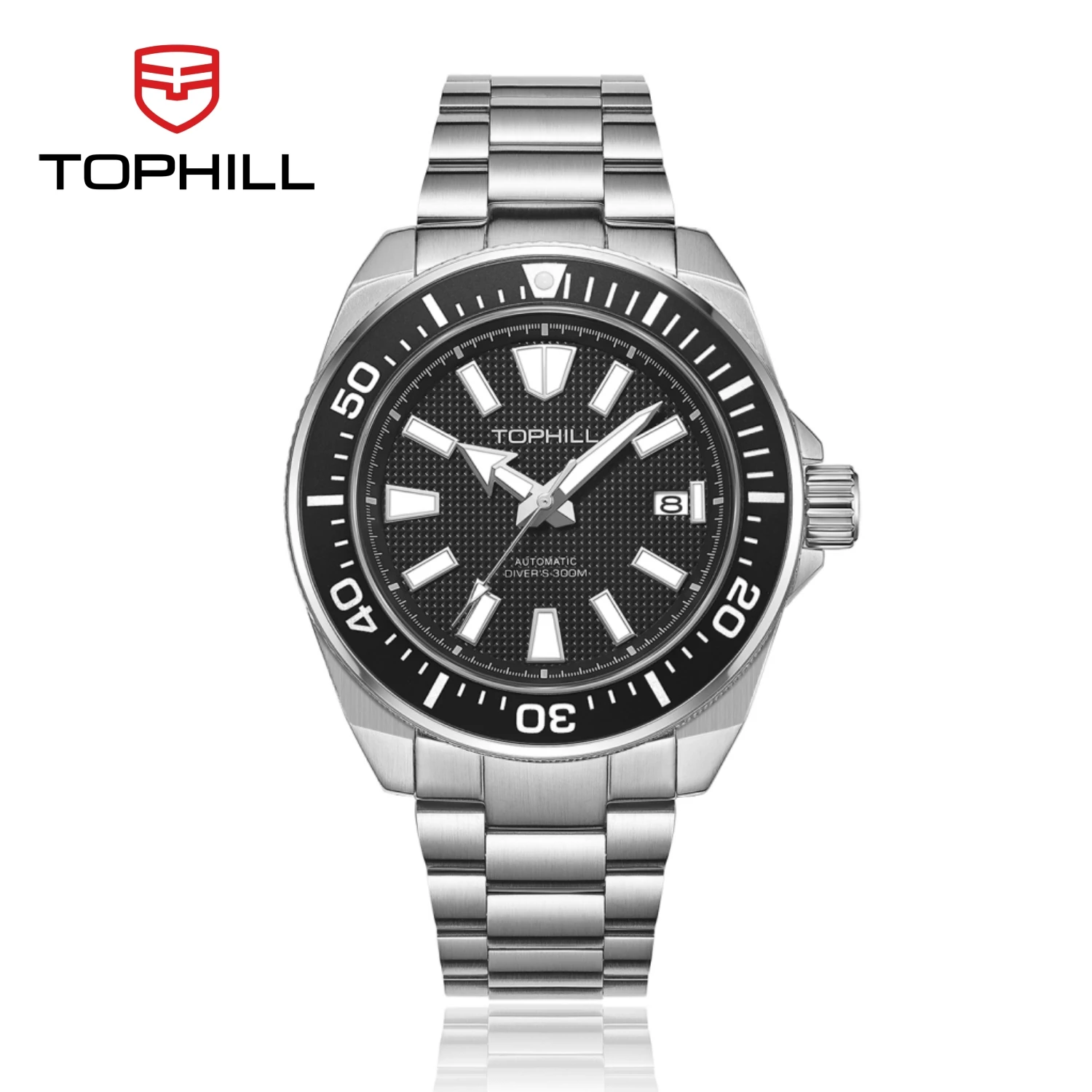 TOPHILL Men Diving Watch NH35 43.8mm Automatic Aluminum Bezel Oil Pressured Waffle Dial 300M Waterproof C3 Luminous Reloj TD008G
TOPHILL Men Diving Watch NH35 43.8mm Automatic Aluminum Bezel Oil Pressured Waffle Dial 300M Waterproof C3 Luminous Reloj TD008G