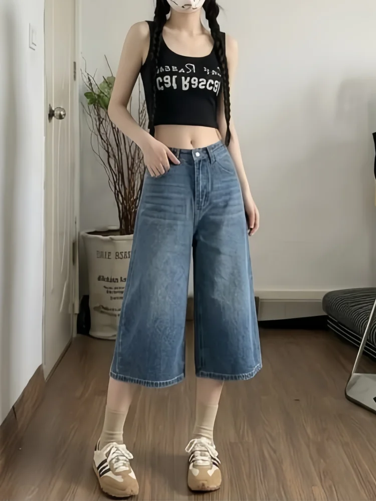 American High Street Retro Wide Leg Seven-Foot Jeans Women's Summer plus Size Slim Straight Short Pants High Waist Jeans
American High Street Retro Wide Leg Seven-Foot Jeans Women's Summer plus Size Slim Straight Short Pants High Waist Jeans