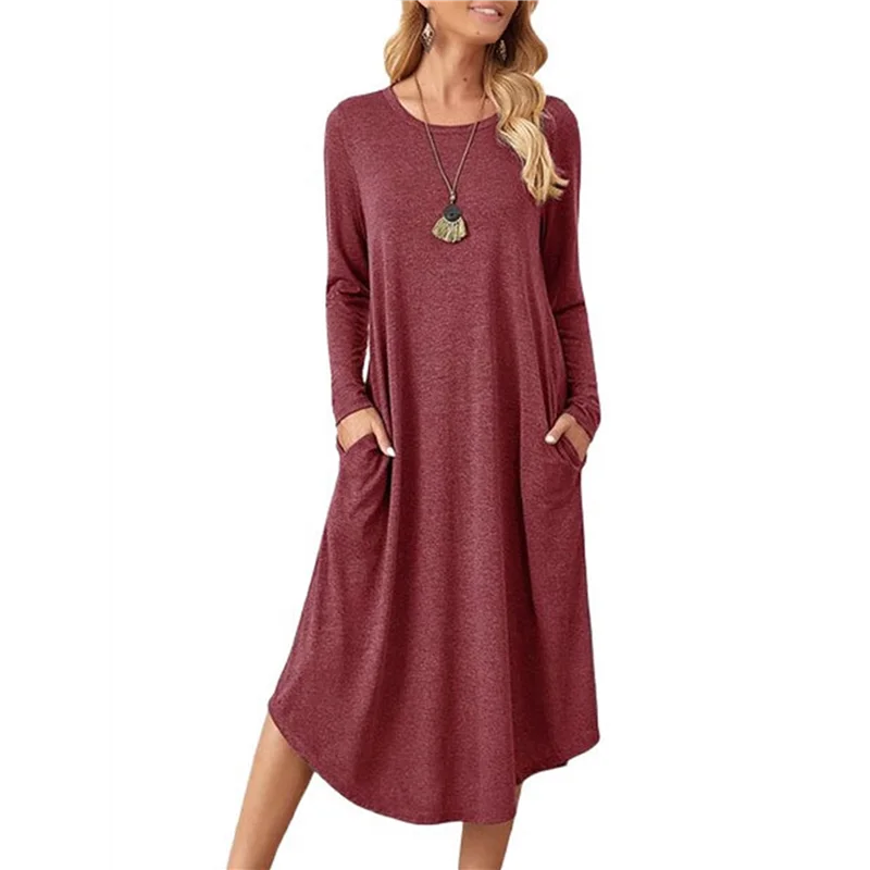 MACH-Women's Long Dress Long Sleeve Round Neck Pajamas With Pockets
MACH-Women's Long Dress Long Sleeve Round Neck Pajamas With Pockets