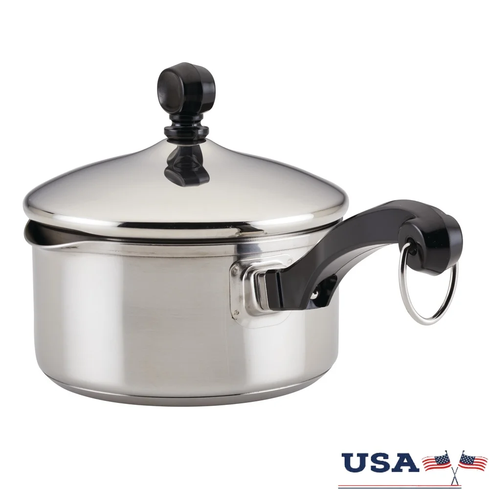 Classic Stainless Steel 1-Quart Straining Saucepan with Lid Pour Spouts Heavy-Duty Dishwasher Safe Oven Safe Cooking Tool
Classic Stainless Steel 1-Quart Straining Saucepan with Lid Pour Spouts Heavy-Duty Dishwasher Safe Oven Safe Cooking Tool
