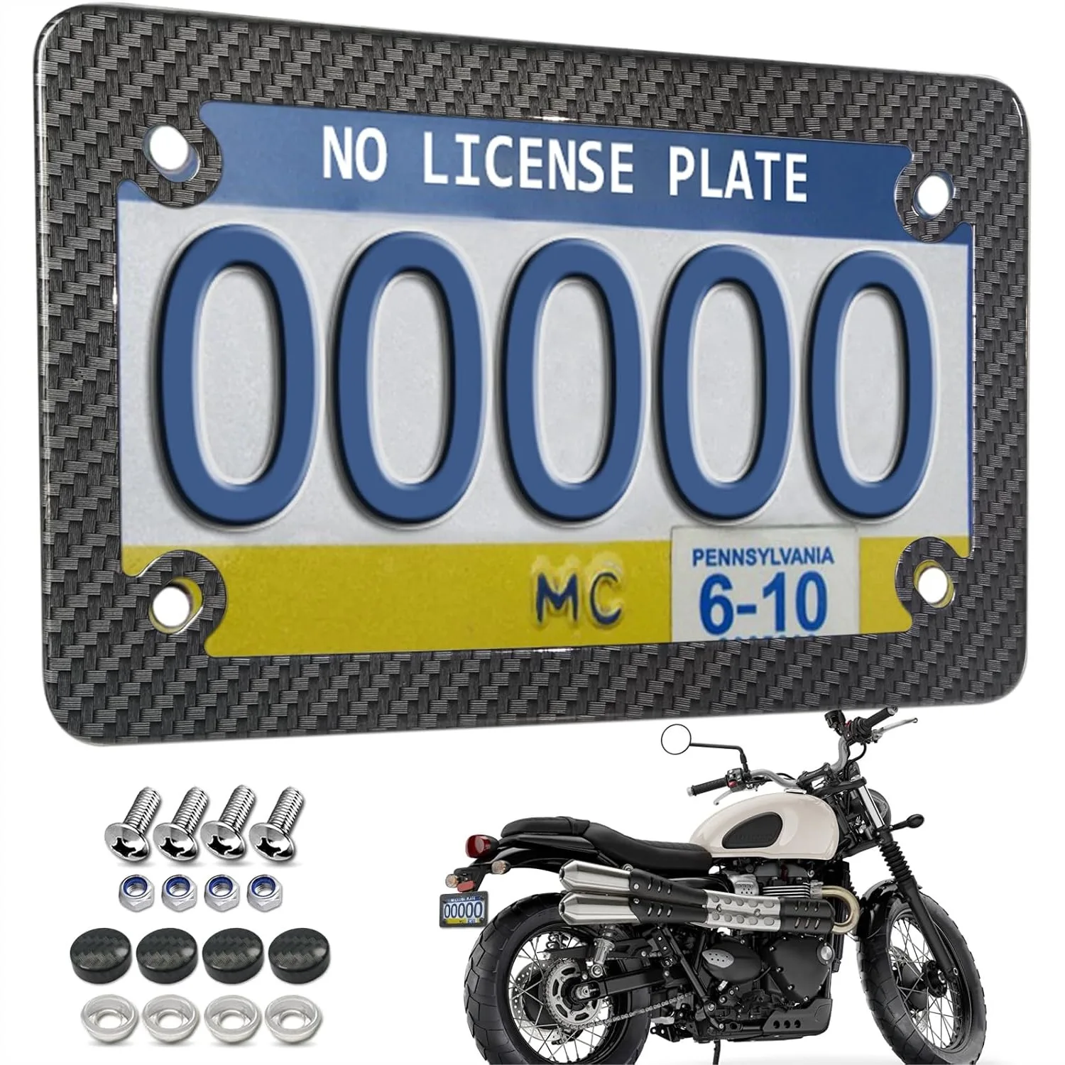 Carbon Fiber Motorcycle License Plate Frame with Stainless Steel Tag Holder and Screws Kit for Moto Moped Scooter
Carbon Fiber Motorcycle License Plate Frame with Stainless Steel Tag Holder and Screws Kit for Moto Moped Scooter