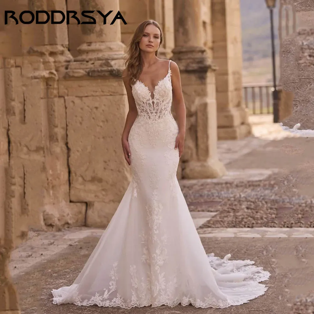 RODDRSY Spaghetti Straps Mermaid Wedding Dresses Luxury 2025 V-neck V-back Appliques Bridal Gowns vestidos de novia Customized
RODDRSY Spaghetti Straps Mermaid Wedding Dresses Luxury 2025 V-neck V-back Appliques Bridal Gowns vestidos de novia Customized