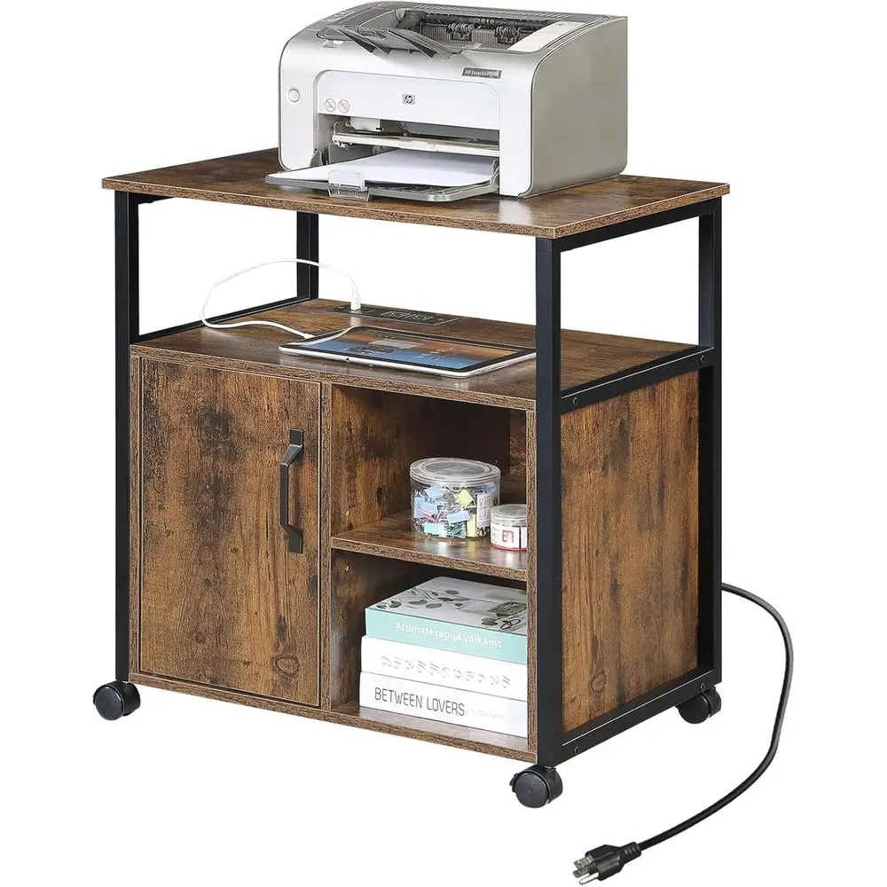 Rustic Brown Rolling Printer Stand with Storage, USB Port, and A4/Letter Size Compatibility
Rustic Brown Rolling Printer Stand with Storage, USB Port, and A4/Letter Size Compatibility