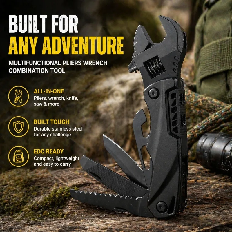 Outdoor Camping Multifunctional Wrench Clamp Adjustable Spanner Folding Knife Saw EDC Combined Survival Quick Adjust Pliers
Outdoor Camping Multifunctional Wrench Clamp Adjustable Spanner Folding Knife Saw EDC Combined Survival Quick Adjust Pliers