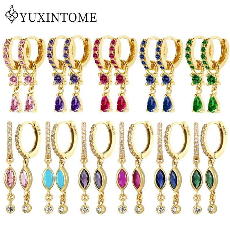 925 Silver Needle Geometric Zircon Pendant Hoop Earrings Multicolor Water Drop Crystal Zircon Luxury Earrings Fashion Jewelry
925 Silver Needle Geometric Zircon Pendant Hoop Earrings Multicolor Water Drop Crystal Zircon Luxury Earrings Fashion Jewelry