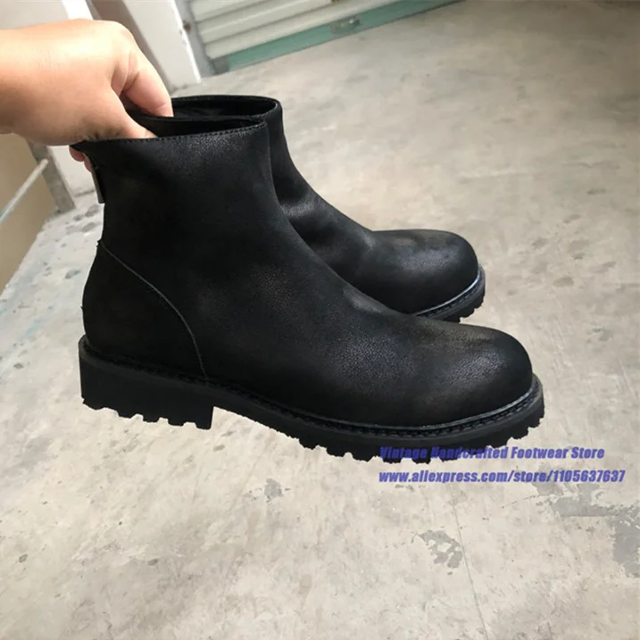 Black Leather Back Zipper Men's Ankle Boots Round Toe Thick-Soled Gothic Streetwear Boot Luxury Designer Handcrafted Men's Boots
Black Leather Back Zipper Men's Ankle Boots Round Toe Thick-Soled Gothic Streetwear Boot Luxury Designer Handcrafted Men's Boots