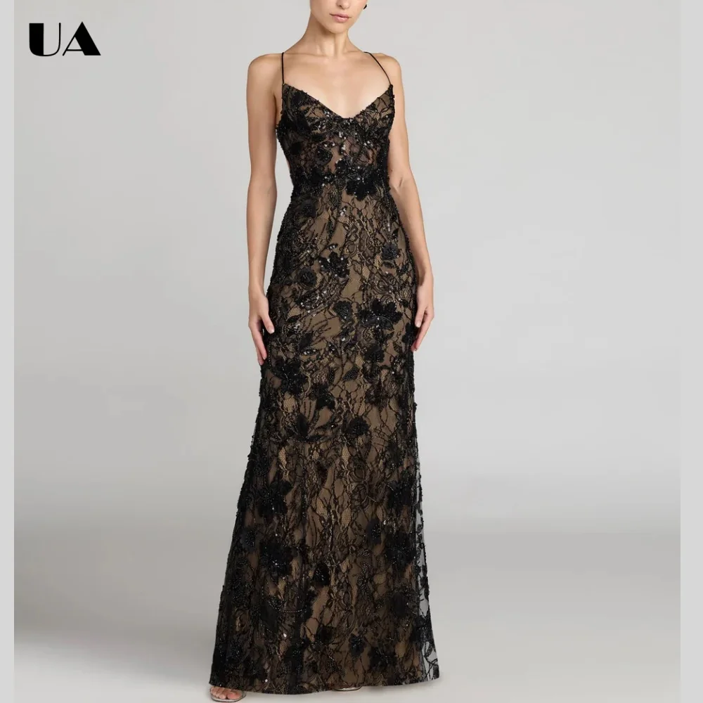 ULBYANRY Customized Lace Straight V-neck Evening Dress, Sparkly Sequin Appliqued Prom Dress, Elegant Spaghetti Strap Party Dress
ULBYANRY Customized Lace Straight V-neck Evening Dress, Sparkly Sequin Appliqued Prom Dress, Elegant Spaghetti Strap Party Dress