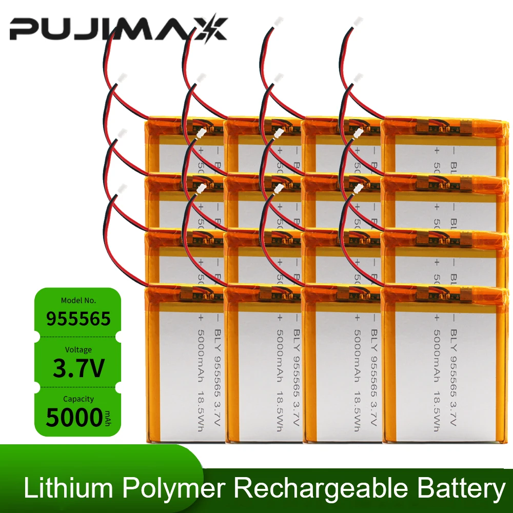 PUJIMAX 3.7V 5000mAh 955565 Polymer Lithium Battery PH 2.0mm 2pin Plug Lithium Ion Battery For Power Bank GPS Home Air Condition
PUJIMAX 3.7V 5000mAh 955565 Polymer Lithium Battery PH 2.0mm 2pin Plug Lithium Ion Battery For Power Bank GPS Home Air Condition