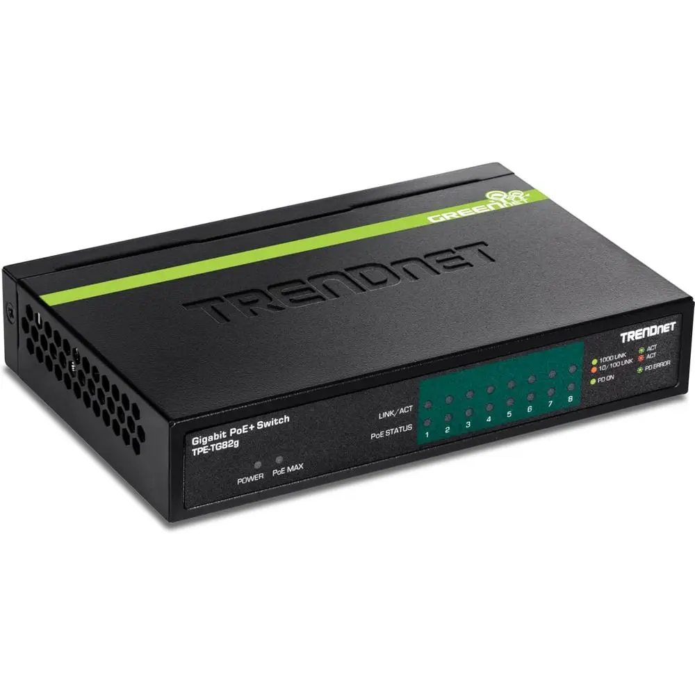 8-Port Gigabit PoE+ Switch, Supports 61W Power Budget, 16Gbps Switching Capacity, Data and Power Over Ethernet for Access Points
8-Port Gigabit PoE+ Switch, Supports 61W Power Budget, 16Gbps Switching Capacity, Data and Power Over Ethernet for Access Points