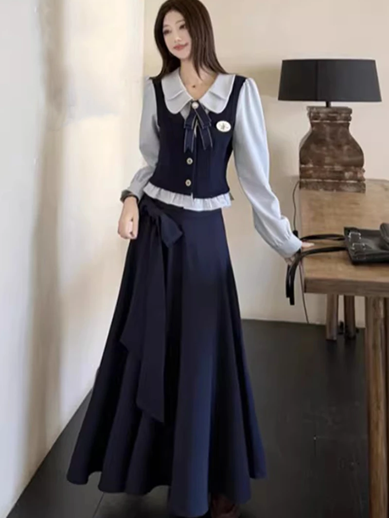 Large Size Women's Spring 2026 Blue Shirt And Skirt Set College Style Fake Two-Piece Fashionable Work Uniform Ensemble
Large Size Women's Spring 2026 Blue Shirt And Skirt Set College Style Fake Two-Piece Fashionable Work Uniform Ensemble