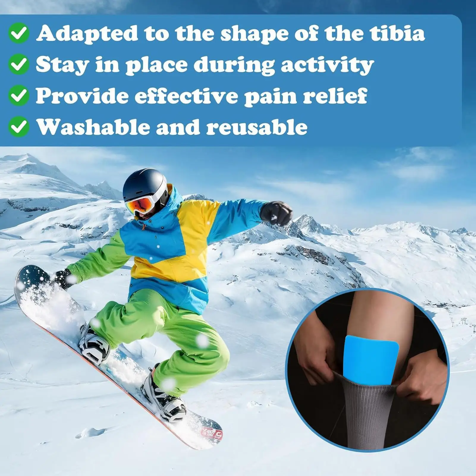 Ski Guards Reusable Gel Non-Slip Insert Protector 2 Pieces Ski Shin Pads Training Gear for Adult Women Men Snow Sports
Ski Guards Reusable Gel Non-Slip Insert Protector 2 Pieces Ski Shin Pads Training Gear for Adult Women Men Snow Sports