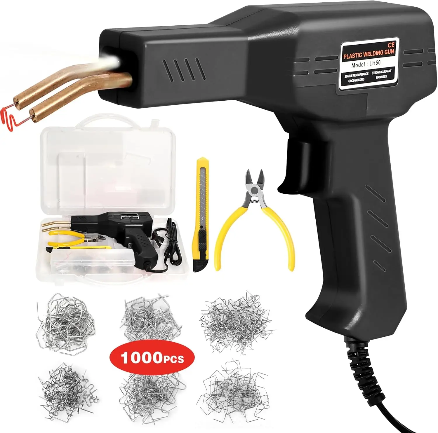 Plastic Welder Kit with 1000PCS Staples, Rapid Heating Pure Copper Transformer for Car Bumper Repair, Hot Stapler Gun
Plastic Welder Kit with 1000PCS Staples, Rapid Heating Pure Copper Transformer for Car Bumper Repair, Hot Stapler Gun