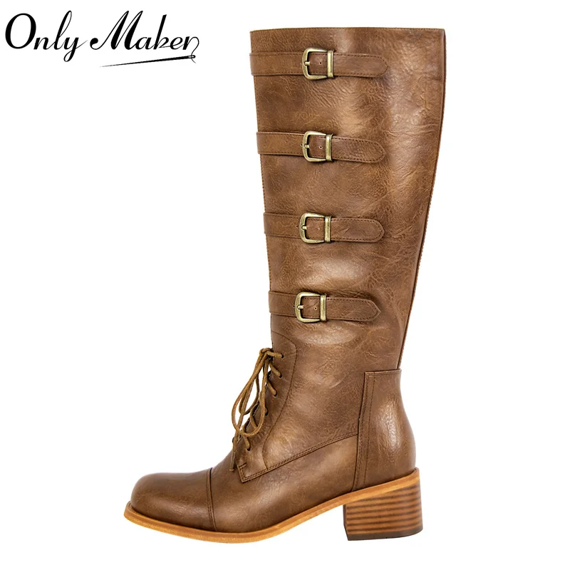 Onlymaker Women Round Toe Knee High Boots Boot Matte Brown Thick Heels Zipper Winter Big Size Buckle Boots
Onlymaker Women Round Toe Knee High Boots Boot Matte Brown Thick Heels Zipper Winter Big Size Buckle Boots