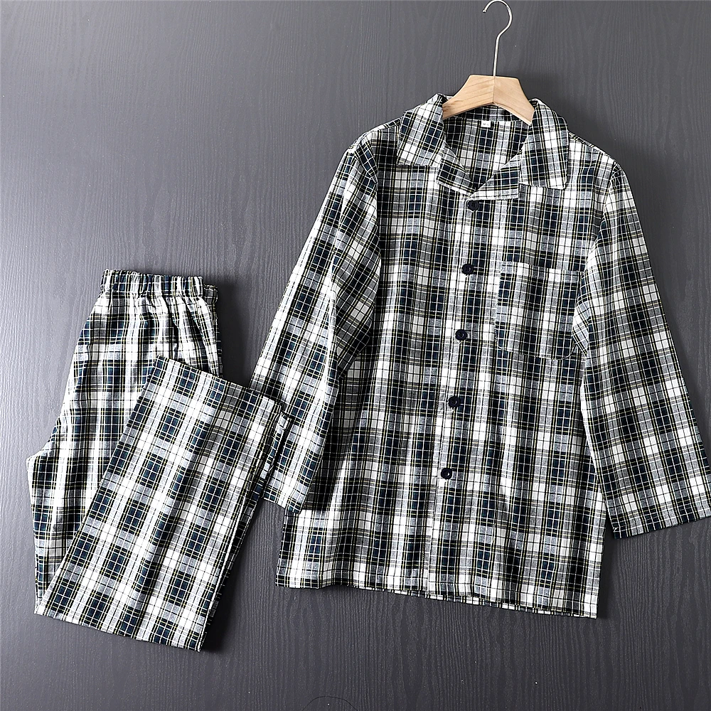 Breathable Soft 100% Cotton Men's Casual Home Clothes Shirt Pants Sleepwear Plaid Set Spring Summer Autumn Winter Youth Size
Breathable Soft 100% Cotton Men's Casual Home Clothes Shirt Pants Sleepwear Plaid Set Spring Summer Autumn Winter Youth Size