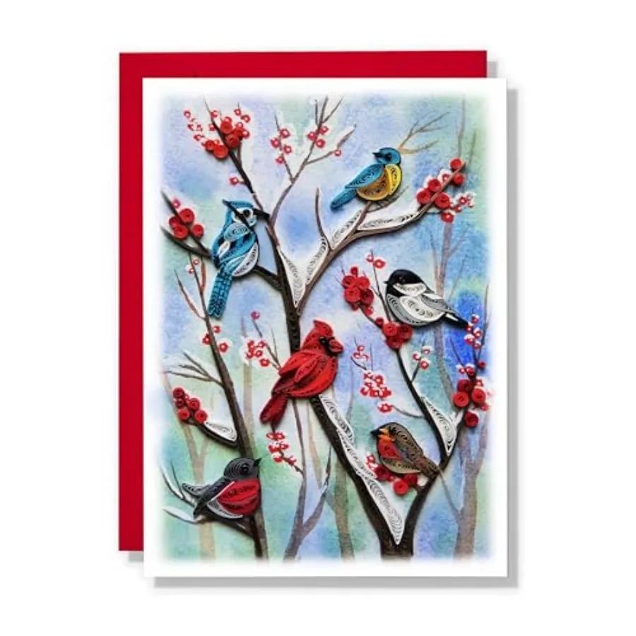 Cardinal and Christmas Card, Quilling Art, Birds and Season Themed, Watercolor Classy Cards for Mom, Women, Wife, Daughter Bird
Cardinal and Christmas Card, Quilling Art, Birds and Season Themed, Watercolor Classy Cards for Mom, Women, Wife, Daughter Bird