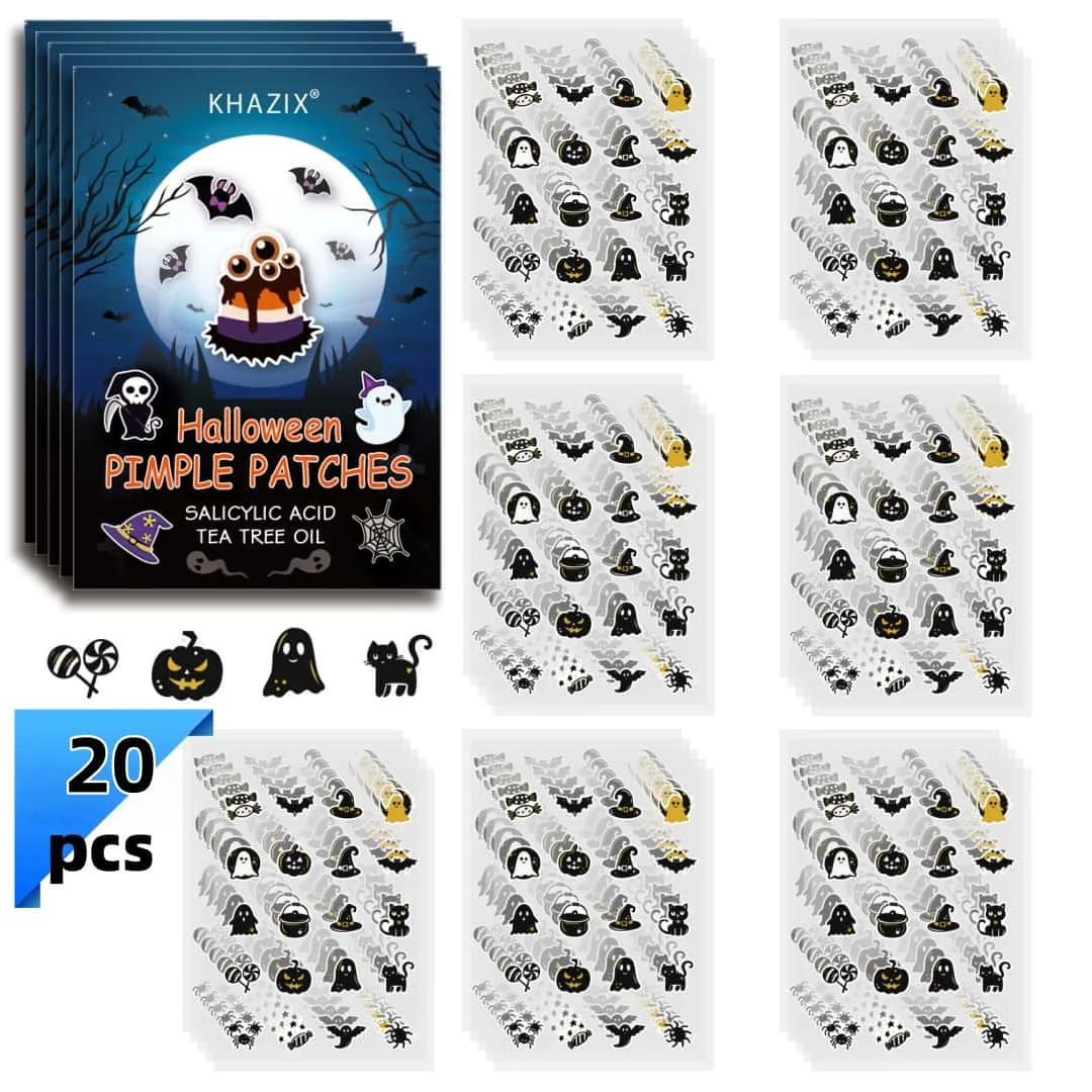 20 pcsHalloween Themed Acne Patches Gentle Non Irritating Waterproof Breathable For Daily Facial Use Cute Pimple Stickers
20 pcsHalloween Themed Acne Patches Gentle Non Irritating Waterproof Breathable For Daily Facial Use Cute Pimple Stickers