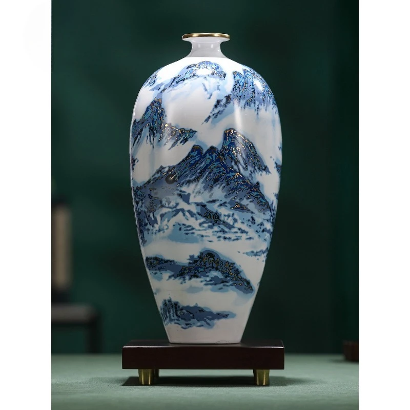Brass blue and white plum vase ornament Chinese classical home living room
Brass blue and white plum vase ornament Chinese classical home living room