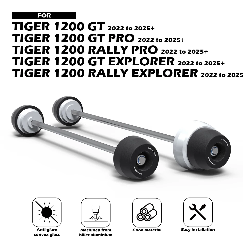 EVO Spindle Bobbins Kit For Tiger 1200 GT RALLY Pro Explorer 2022-2025 + Motorcycle Front Rear Axle Fork Crash Slider
EVO Spindle Bobbins Kit For Tiger 1200 GT RALLY Pro Explorer 2022-2025 + Motorcycle Front Rear Axle Fork Crash Slider