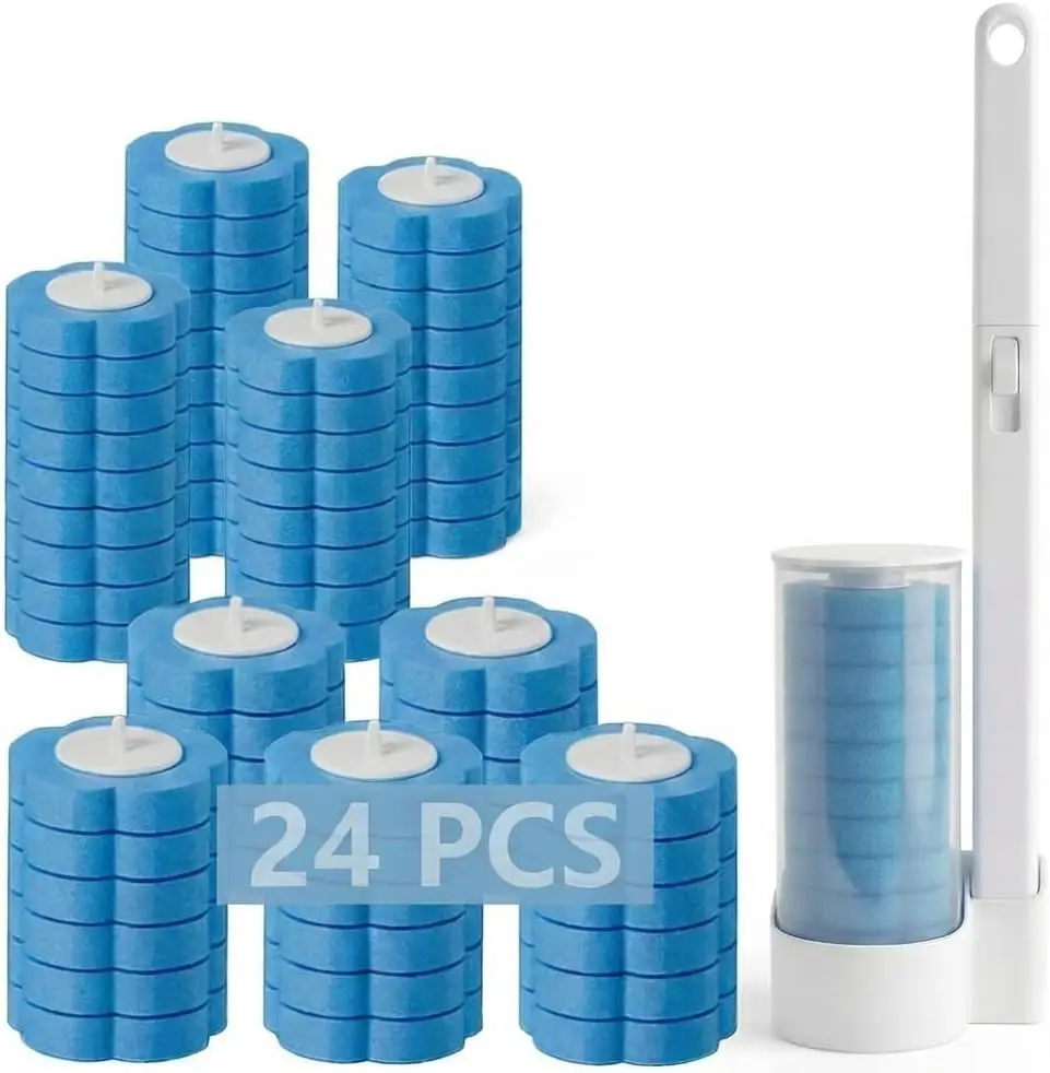 Disposable Toilet Brush Set with 24 Refills, Hygienic Storage, Deep Cleaning Bathroom Tool
Disposable Toilet Brush Set with 24 Refills, Hygienic Storage, Deep Cleaning Bathroom Tool