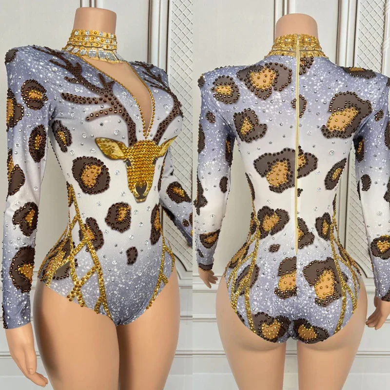 Women Animals Rhinestones Bodysuit Bar Nightclub Dj Ds Stage Rave Outfits Christmas Day Gogo Costume Sexy Pole Dance Wear
Women Animals Rhinestones Bodysuit Bar Nightclub Dj Ds Stage Rave Outfits Christmas Day Gogo Costume Sexy Pole Dance Wear