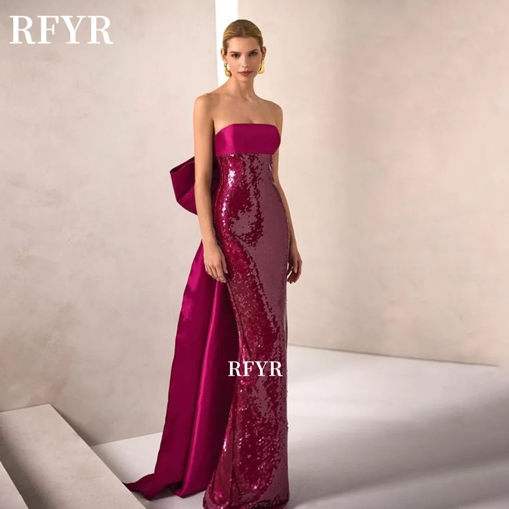 RFYR Mermaid Evening Dress Sequined Prom Dress with Bow Back Party Dress Strapless Celebrity Dress for Arabic Women Customized
RFYR Mermaid Evening Dress Sequined Prom Dress with Bow Back Party Dress Strapless Celebrity Dress for Arabic Women Customized